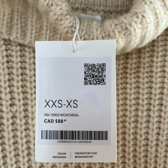 NWT Oak + Fort Chunky Turtleneck Sweater Oatmeal XXS/XS - Picture 7 of 16